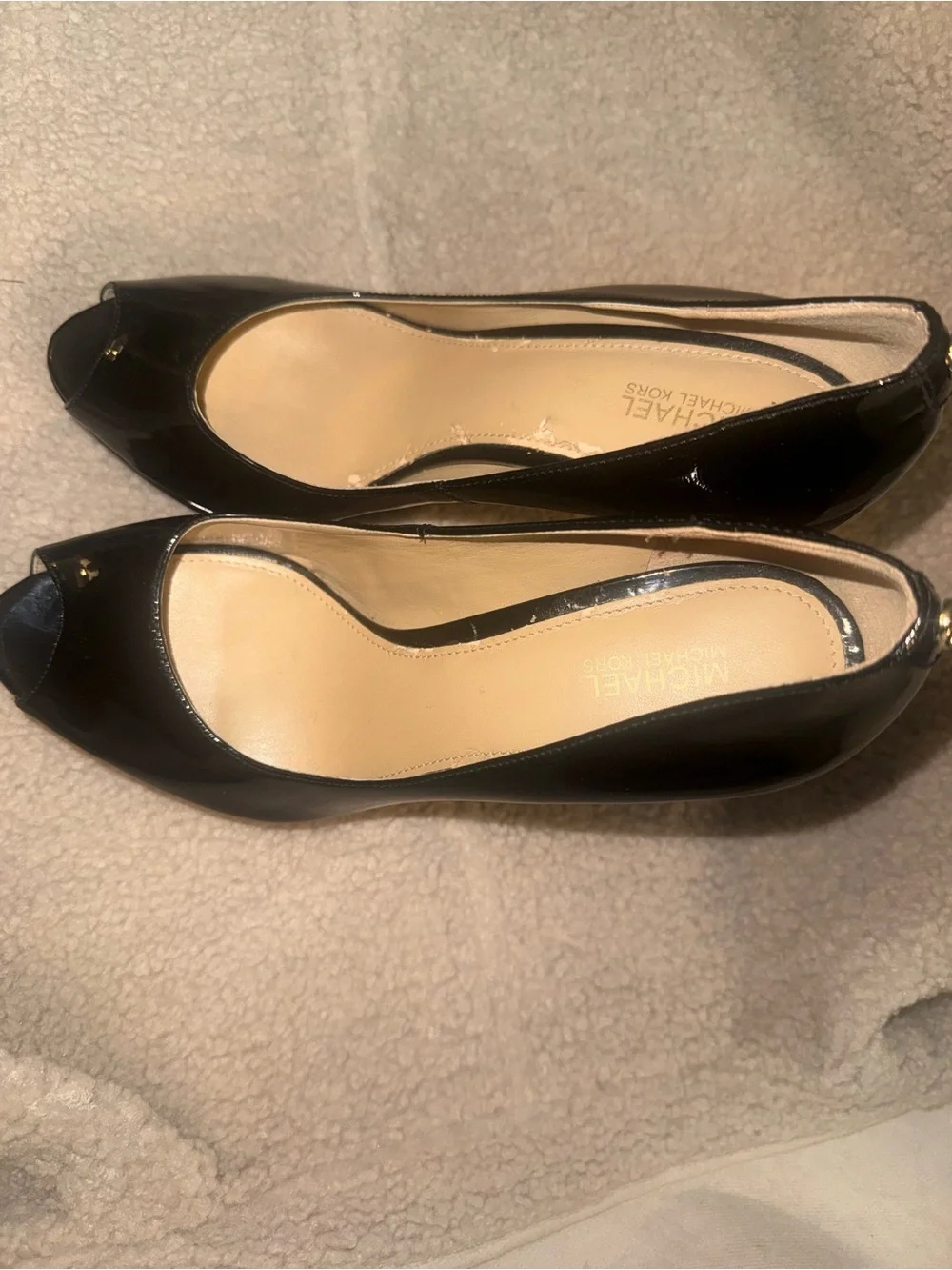 Michael Kors Black Patent Peep-Toe Heels